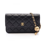 Chanel Shoulder Bag Quilted Black Lambskin Chain Phone Case