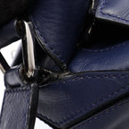 Loewe Handbag Puzzle Bag Medium 2-Way Navy White Leather — view 6