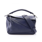 Loewe Handbag Puzzle Bag Medium 2-Way Navy White Leather
