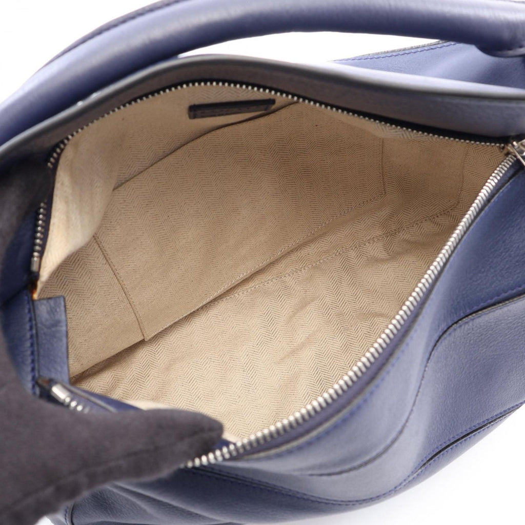 Loewe Handbag Puzzle Bag Medium 2-Way Navy White Leather — view 3