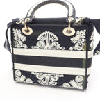 Dior Handbag Lady D-lite Cornelie Medium 2-Way Navy White Canvas — view 5