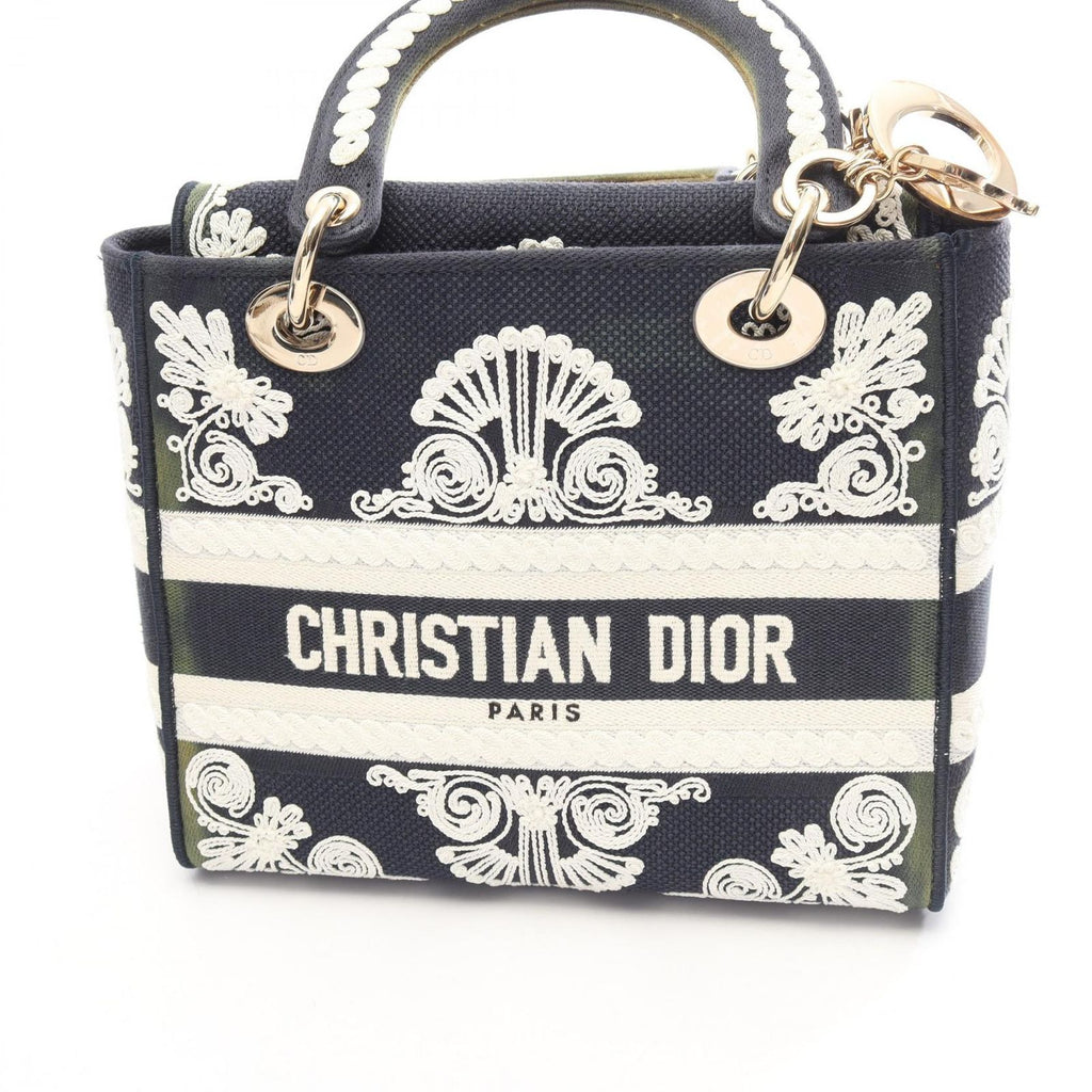 Dior Handbag Lady D-lite Cornelie Medium 2-Way Navy White Canvas — view 7