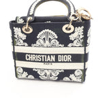 Dior Handbag Lady D-lite Cornelie Medium 2-Way Navy White Canvas — view 7