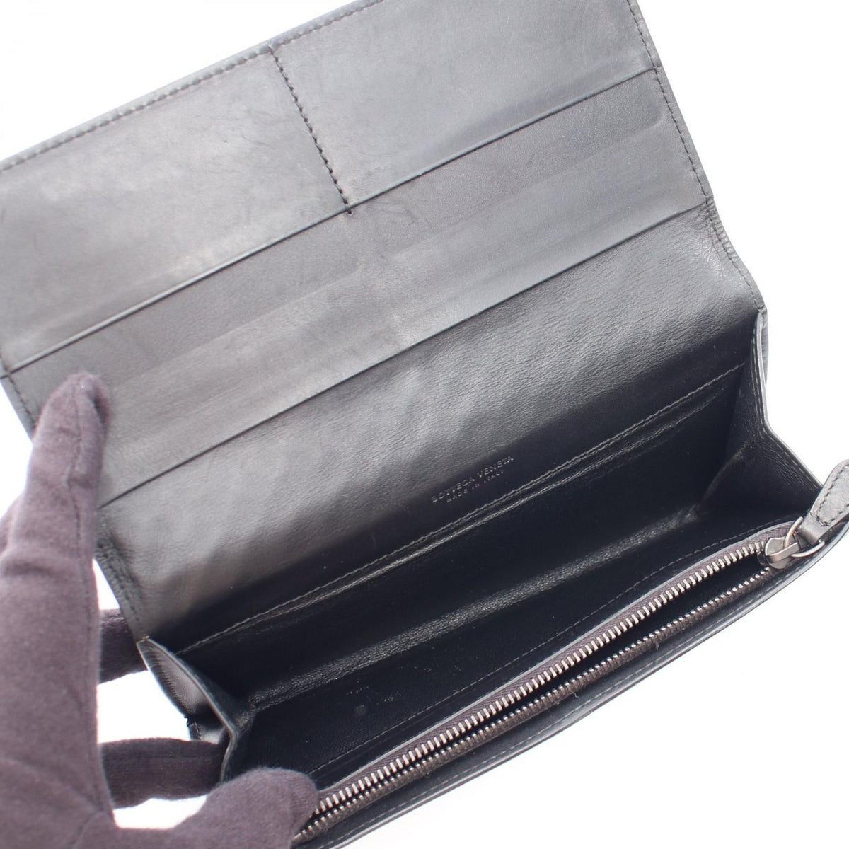 Bottega Veneta Bifold Wallet Intrecciato Black Leather — view 3