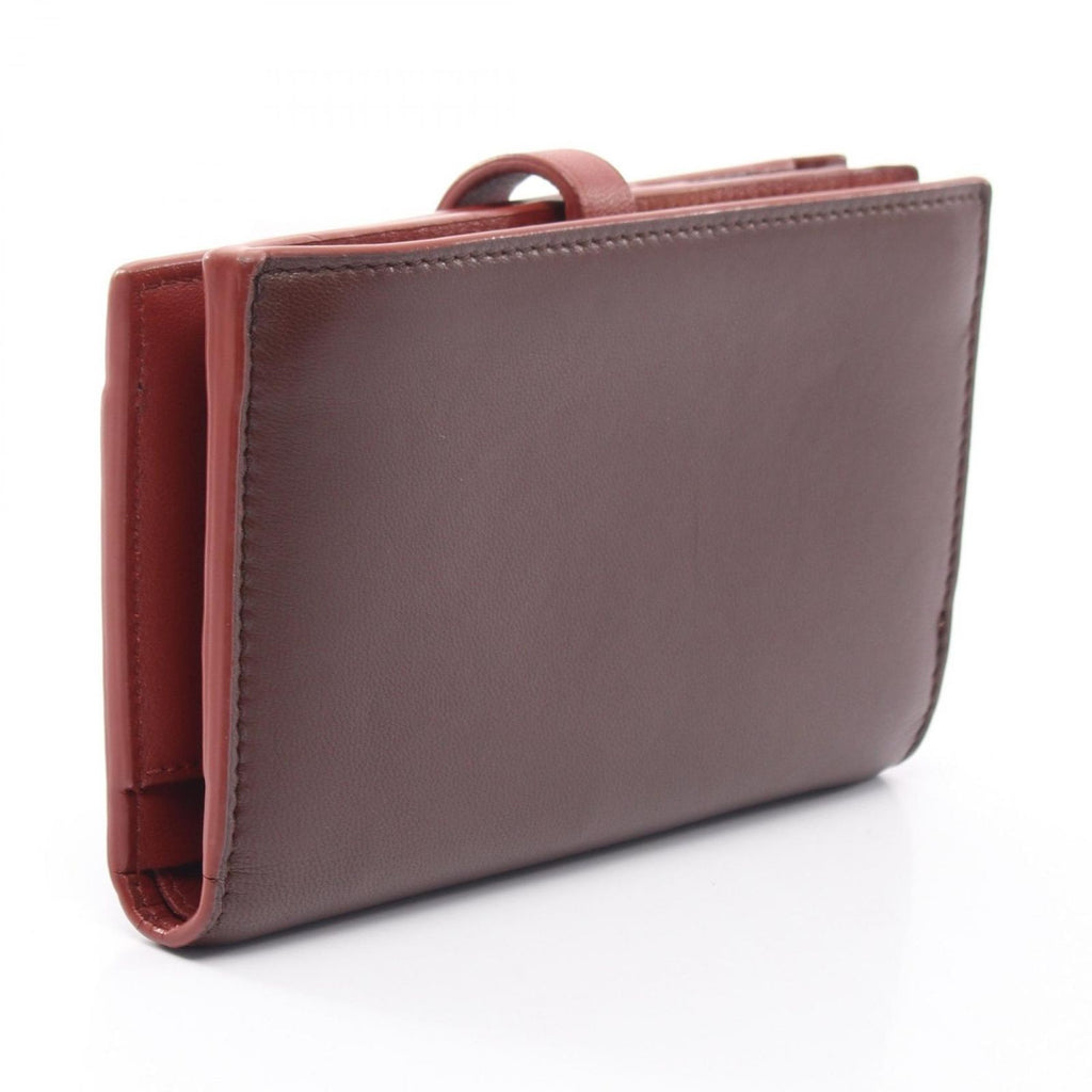 Bottega Veneta Bifold Wallet Dark Brown Red Leather — view 2