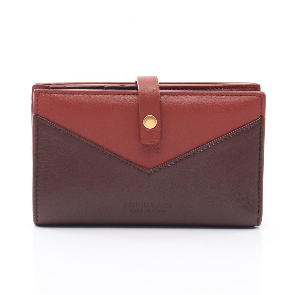 Bottega Veneta Bifold Wallet Dark Brown Red Leather