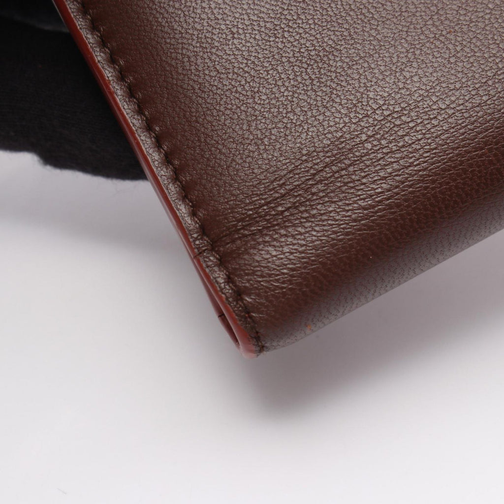 Bottega Veneta Bifold Wallet Dark Brown Red Leather — view 7