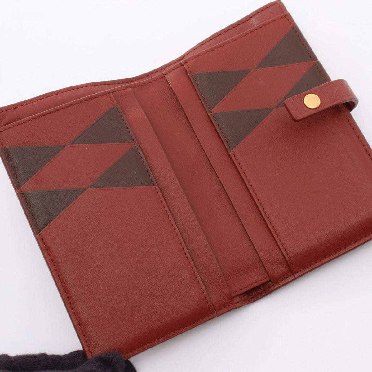 Bottega Veneta Bifold Wallet Dark Brown Red Leather — view 3