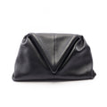 Bottega Veneta Clutch Triangle Flap Black Leather