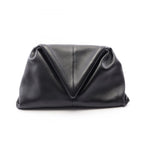 Bottega Veneta Clutch Triangle Flap Black Leather