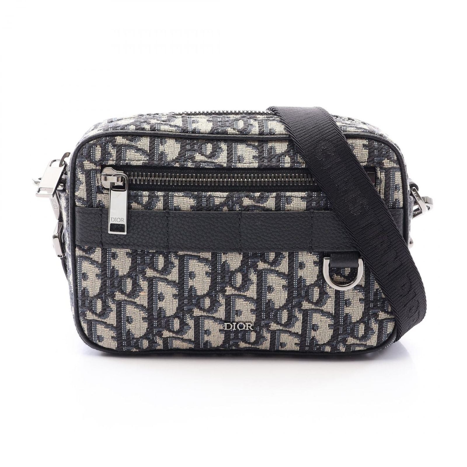 Dior Shoulder Bag Safari Oblique Ivory Navy Black Canvas Leather Mini