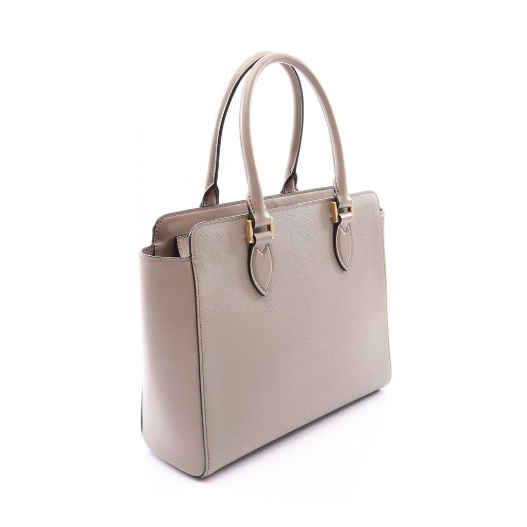 Prada Handbag Logo Greige Saffiano Leather Metal 2-Way Tote — view 2