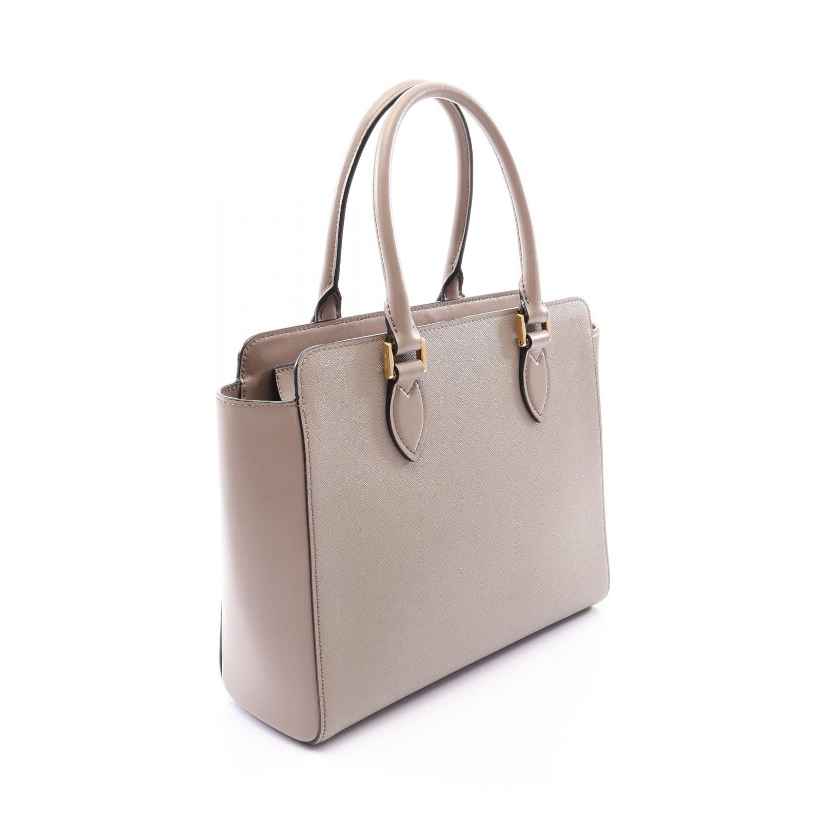 Prada Handbag Logo Greige Saffiano Leather Metal 2-Way Tote — view 2