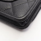 Chanel Shoulder Bag Quilted Black Caviar Leather Chain Wallet — view 7