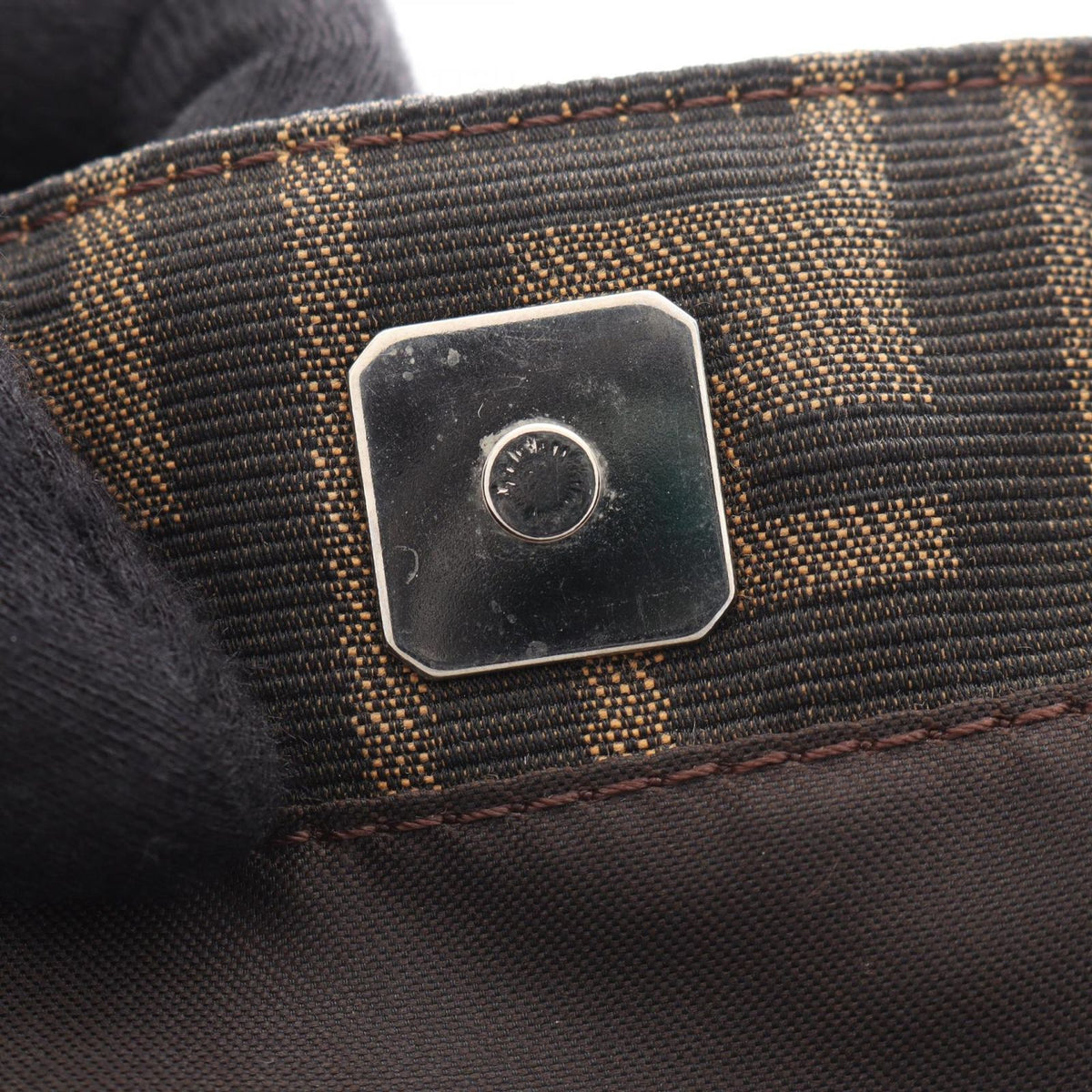 Fendi Tote Zucca Brown Black Canvas Leather Handbag — view 6