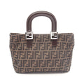 Fendi Tote Zucca Brown Black Canvas Leather Handbag