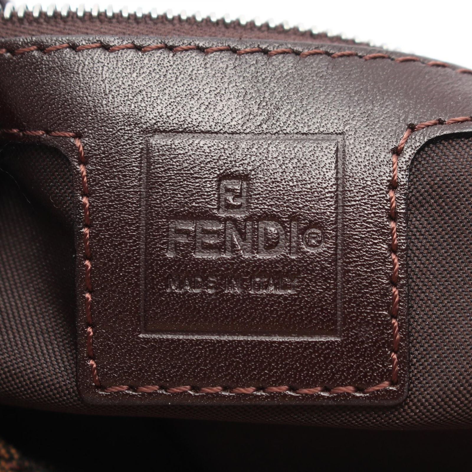Fendi Shoulder Bag Zucca Brown Black Canvas Leather — view 4