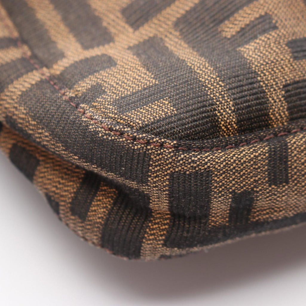 Fendi Shoulder Bag Zucca Brown Black Canvas Leather — view 5