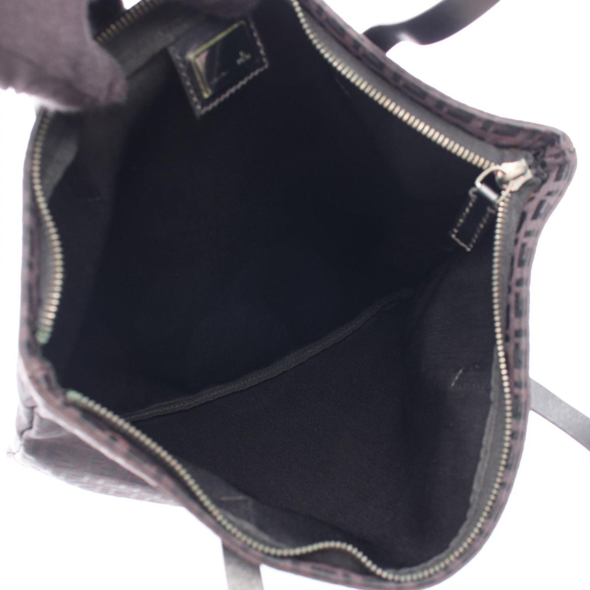 Fendi Tote Zucchino Black Canvas Leather — view 3