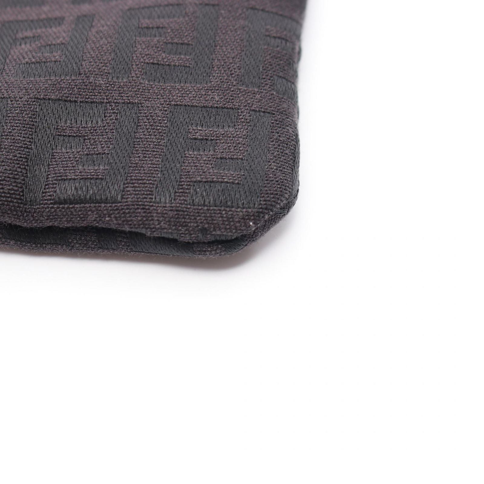 Fendi Tote Zucchino Black Canvas Leather — view 6