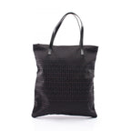 Fendi Tote Zucchino Black Canvas Leather