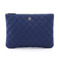 Chanel Clutch Quilted Blue Cotton