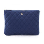 Chanel Clutch Quilted Blue Cotton
