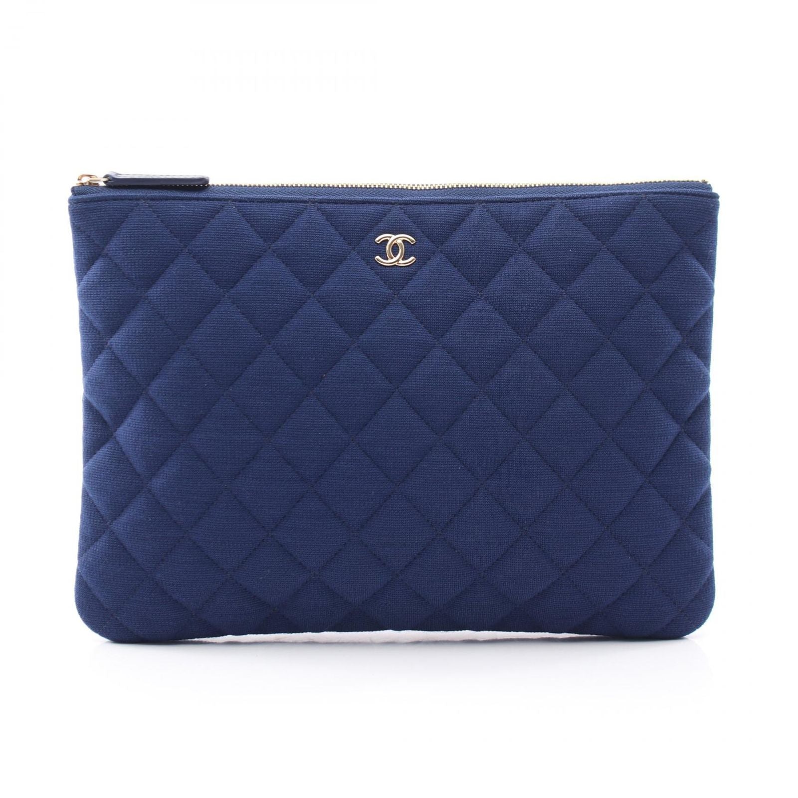 Chanel Clutch Quilted Blue Cotton