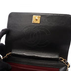 Chanel Shoulder Bag Mini Quilted Push Lock Full Flap Black Lambskin Small Chain — view 6