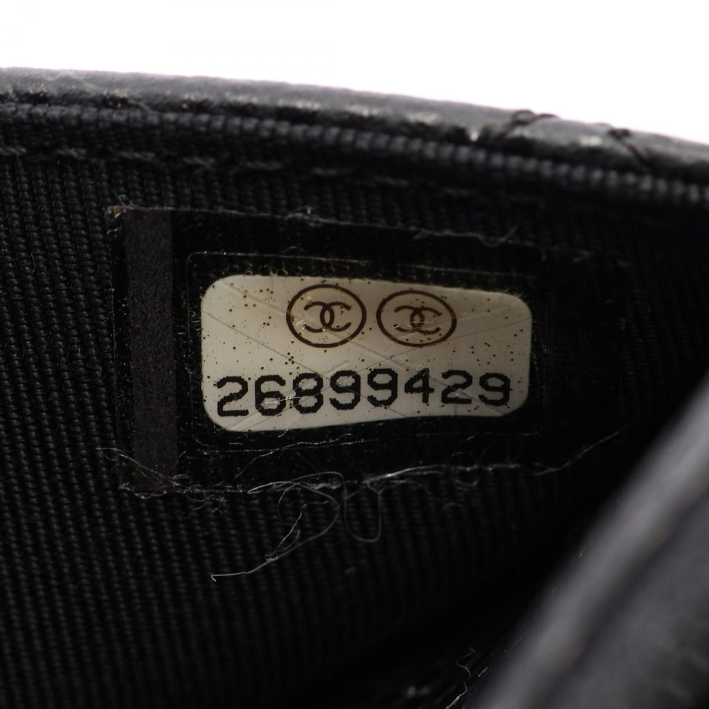 Chanel Shoulder Bag Quilted Black Caviar Leather Chain Wallet — view 5
