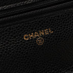 Chanel Shoulder Bag Quilted Black Caviar Leather Chain Wallet — view 4
