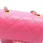 Chanel Shoulder Bag Quilted Mini Flap Chain Pink Leather — view 8