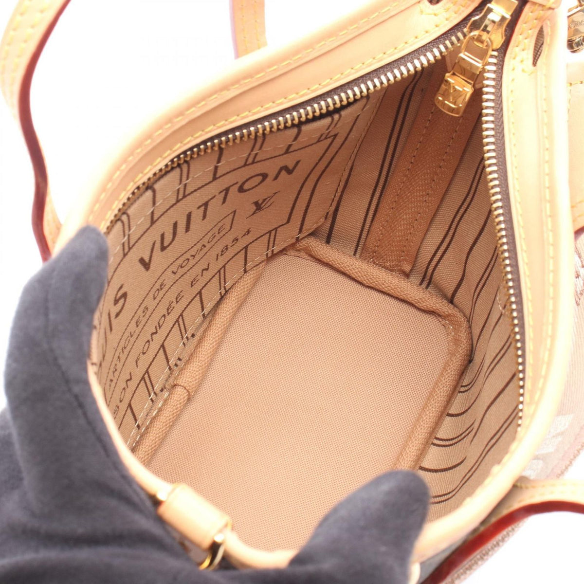 Louis Vuitton Handbag Neverfull BB 2-Way Beige Leather — view 3