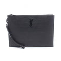 Saint Laurent Paris Clutch Cassandra Zip Tablet Holder Croco Embossed Black