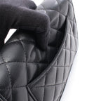 Chanel Shoulder Bag Quilted Black Caviar Leather Chain Wallet — view 6