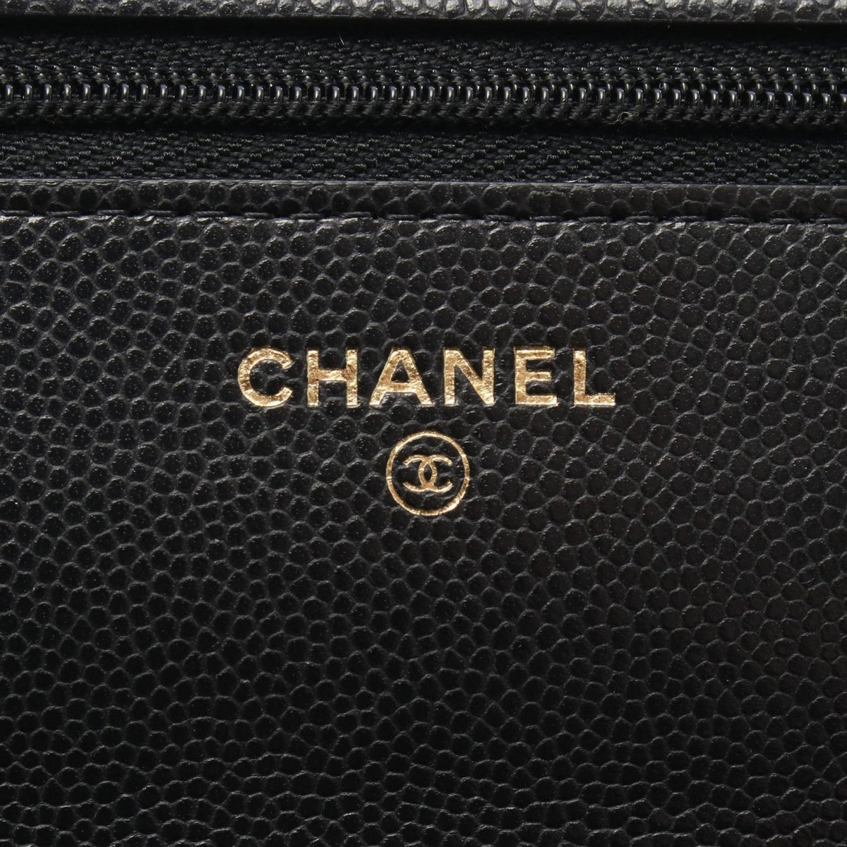 Chanel Shoulder Bag Quilted Black Caviar Leather Chain Wallet — view 4
