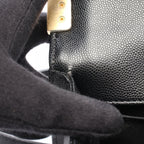 Chanel Shoulder Bag Boy Black Caviar Leather Chain — view 6
