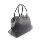Prada Handbag Logo 2-Way Black Leather Metal — view 2