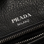 Prada Handbag Logo 2-Way Black Leather Metal — view 4