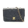 Chanel Shoulder Bag Quilted Diana Flap Black Lambskin Chain