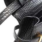 Saint Laurent Paris Shoulder Bag Manhattan Croco Embossed Black Leather — view 7