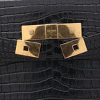 Saint Laurent Paris Shoulder Bag Manhattan Croco Embossed Black Leather — view 5