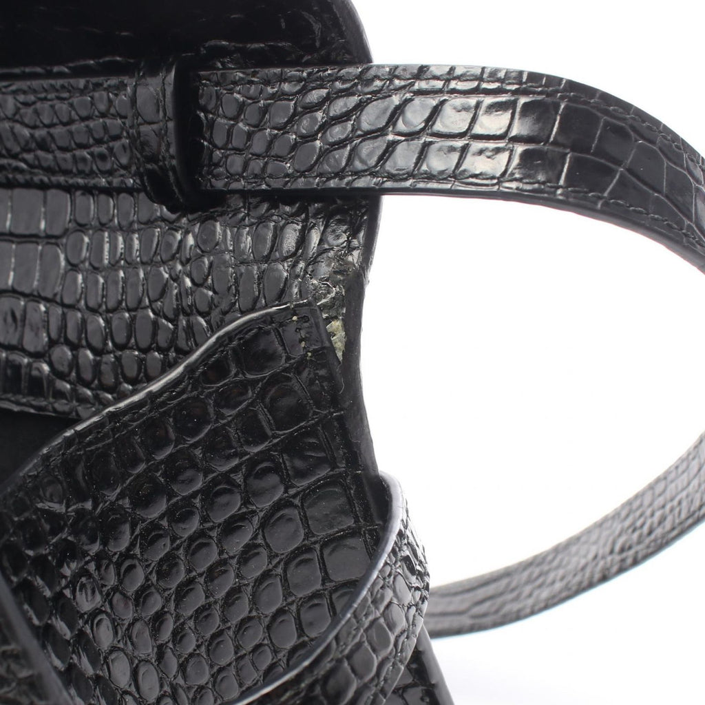 Saint Laurent Paris Shoulder Bag Manhattan Croco Embossed Black Leather — view 6