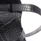 Saint Laurent Paris Shoulder Bag Manhattan Croco Embossed Black Leather — view 6