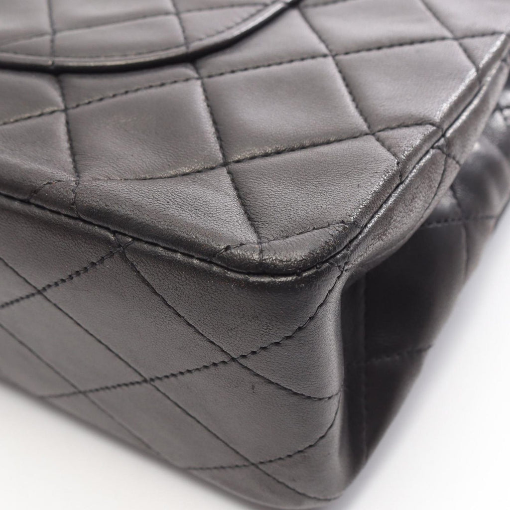 Chanel Shoulder Bag Quilted Double Flap Black Lambskin Chain — view 6