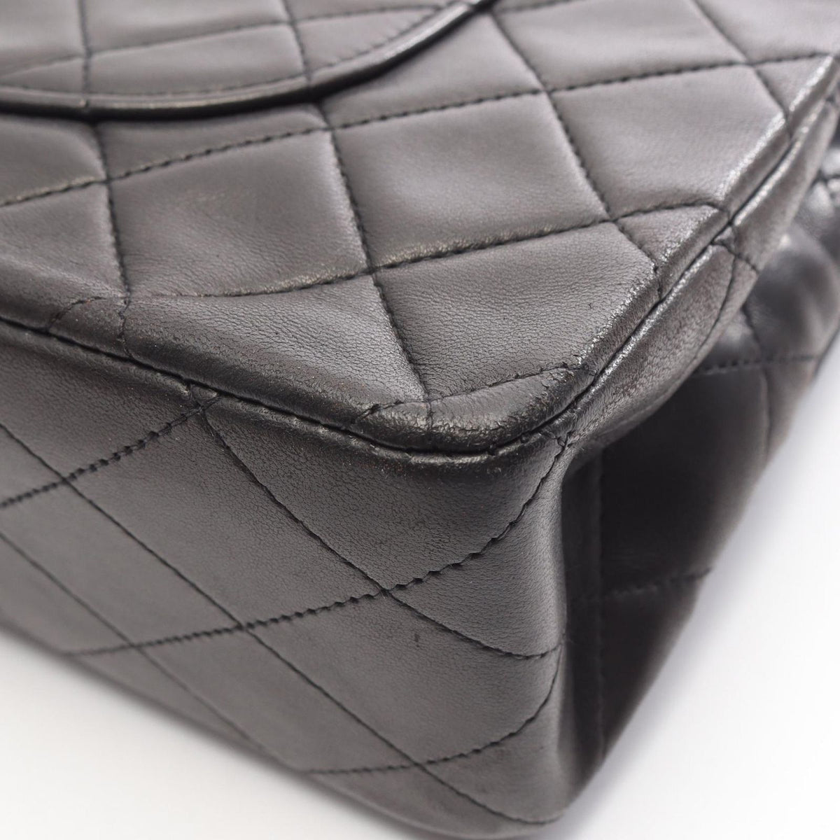Chanel Shoulder Bag Quilted Double Flap Black Lambskin Chain — view 6
