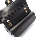 Chanel Shoulder Bag Quilted Double Flap Black Lambskin Chain — view 6