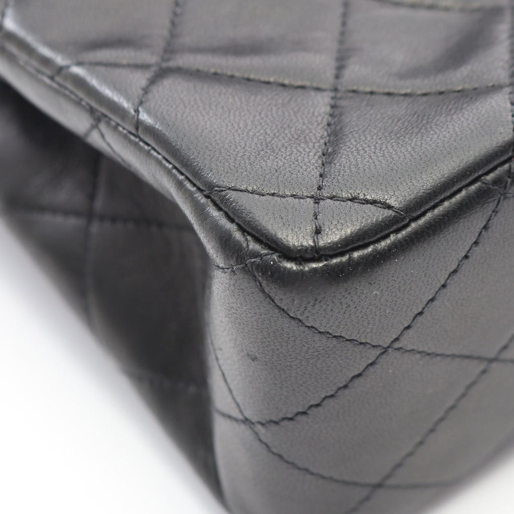 Chanel Shoulder Bag Quilted Double Flap Black Lambskin Chain — view 7
