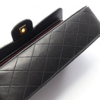 Chanel Shoulder Bag Quilted Double Flap Black Lambskin Chain — view 8