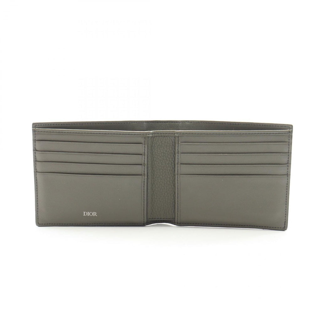 Dior Bifold Wallet CD Icon Olive Leather Billfold — view 3